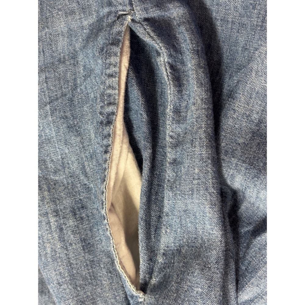 J.McLaughlin Womens Blue Denim Chambray Shirt Dress Midi Pockets Size L - Picture 11 of 15